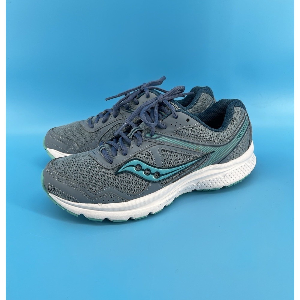 Saucony Cohesion 15‎ Gray Teal Running Shoes Women's Size 8.5 S15333-7